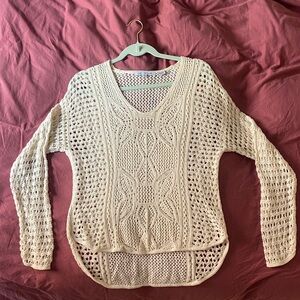 eight eight eight Cream Open-Knit V-Neck Sweater
